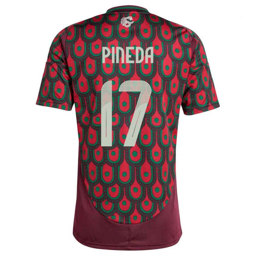 Danxen Pánské Mexiko Orbelin Pineda #17 Maroon Domů Hráčské Dresy 24-26 Dres