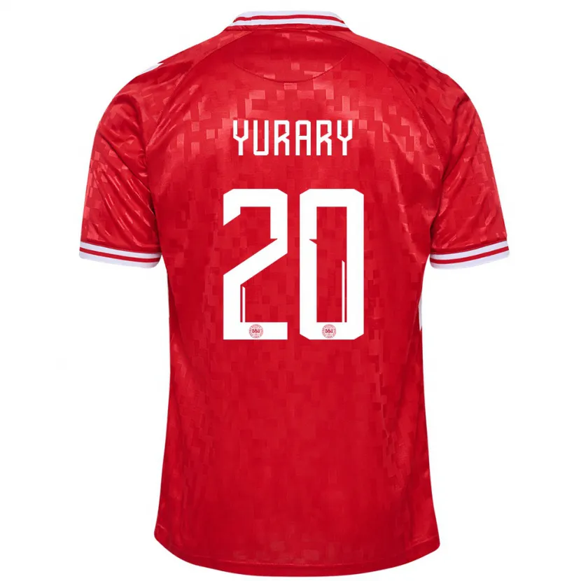 Danxen Pánské Dánsko Yussuf Poulsen #20 Červené Domů Hráčské Dresy 24-26 Dres