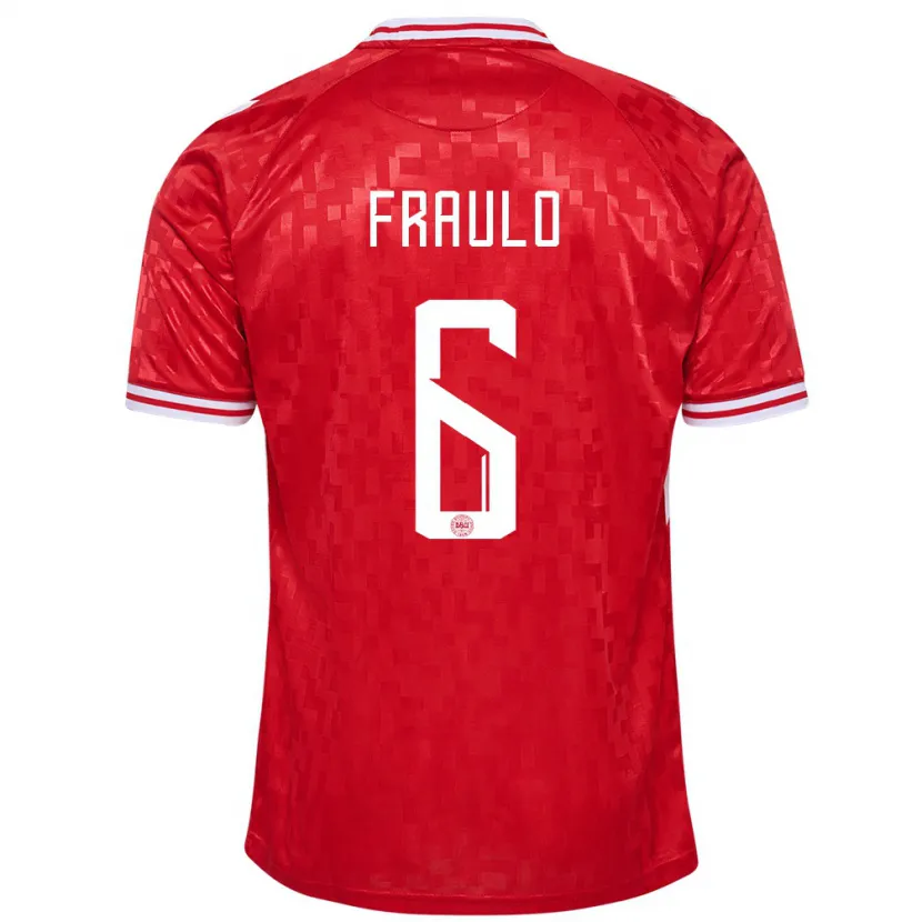 Danxen Pánské Dánsko Oscar Fraulo #6 Červené Domů Hráčské Dresy 24-26 Dres