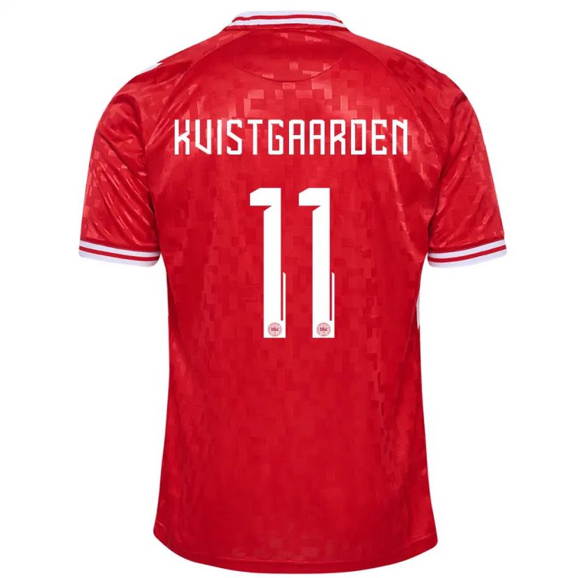 Danxen Pánské Dánsko Mathias Kvistgaarden #11 Červené Domů Hráčské Dresy 24-26 Dres