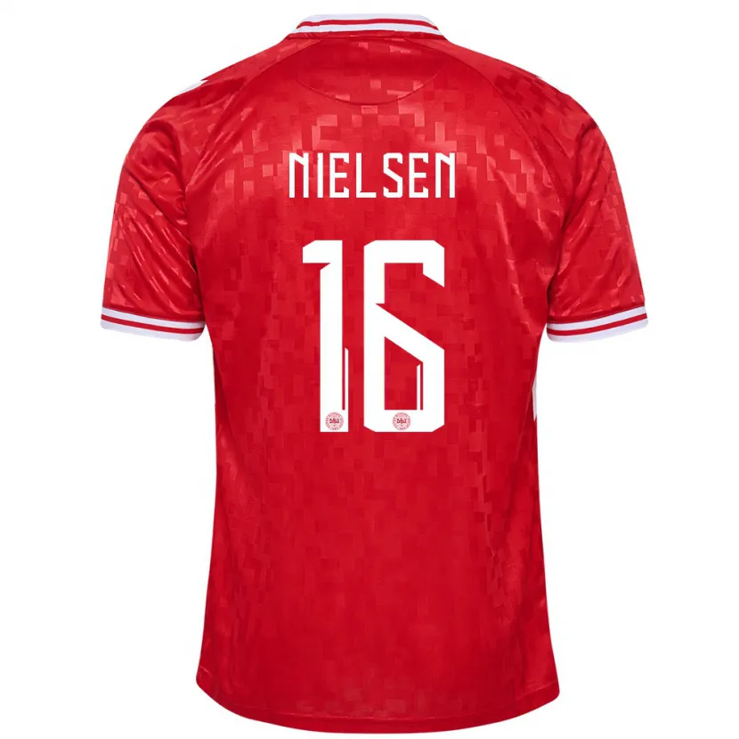 Danxen Pánské Dánsko Magnus Nielsen #16 Červené Domů Hráčské Dresy 24-26 Dres