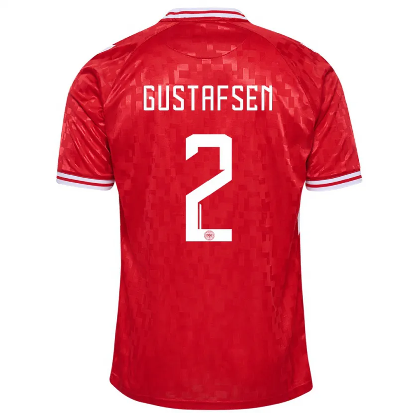 Danxen Pánské Dánsko Victor Gustafsen #2 Červené Domů Hráčské Dresy 24-26 Dres