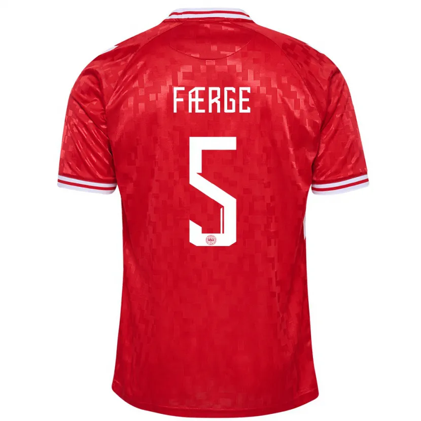 Danxen Pánské Dánsko Emma Færge #5 Červené Domů Hráčské Dresy 24-26 Dres