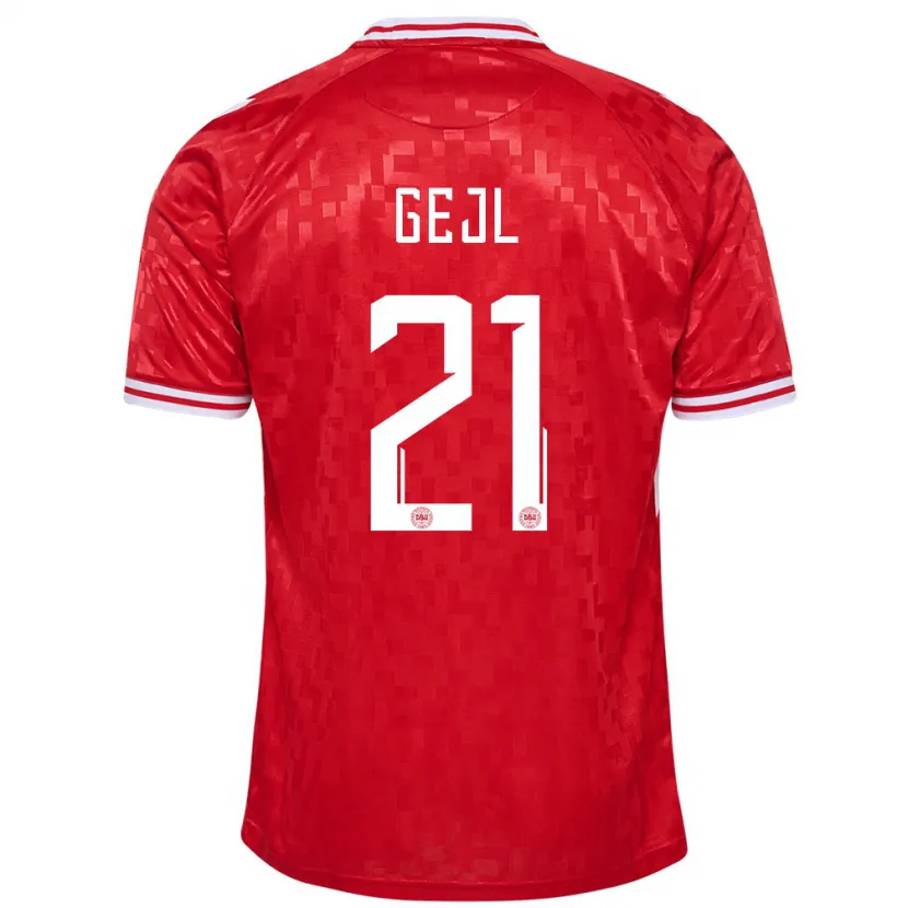 Danxen Pánské Dánsko Mille Gejl #21 Červené Domů Hráčské Dresy 24-26 Dres