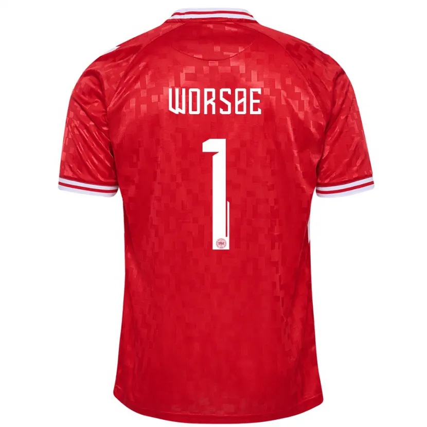 Danxen Pánské Dánsko Laura Worsoe #1 Červené Domů Hráčské Dresy 24-26 Dres