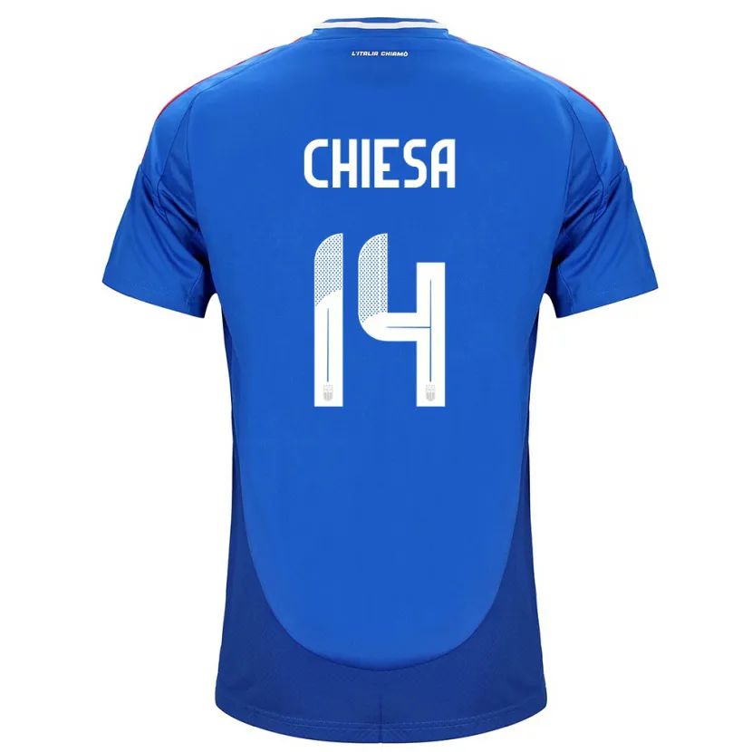 Danxen Pánské Itálie Federico Chiesa #14 Modrý Domů Hráčské Dresy 24-26 Dres