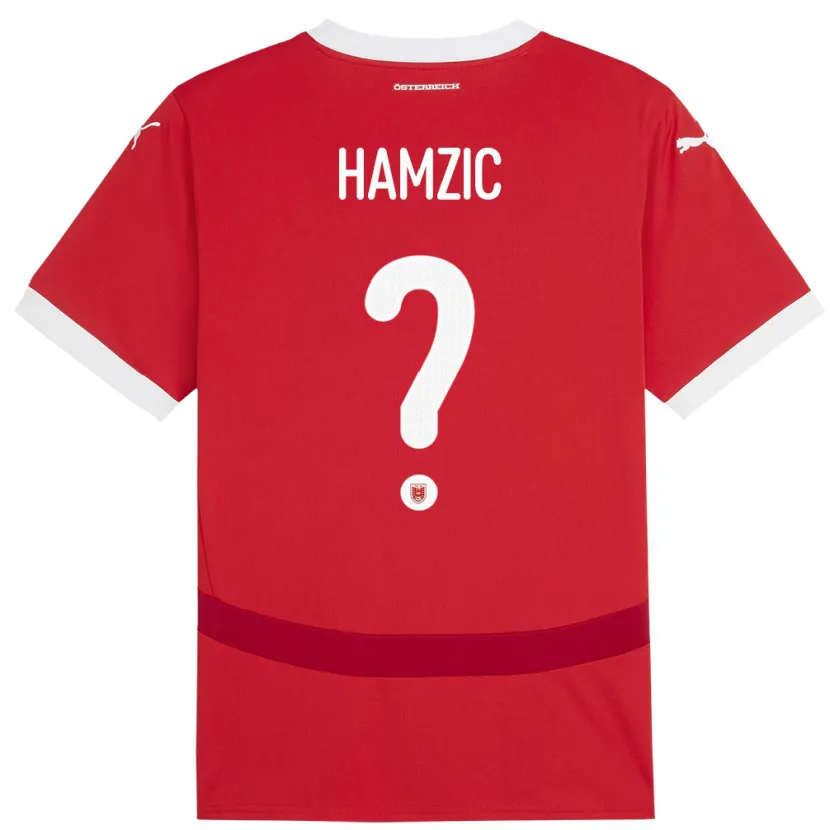 Danxen Pánské Rakousko Salko Hamzic #0 Červené Domů Hráčské Dresy 24-26 Dres