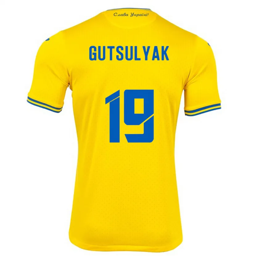Danxen Pánské Ukrajina Oleksiy Gutsulyak #19 Žlutá Domů Hráčské Dresy 24-26 Dres