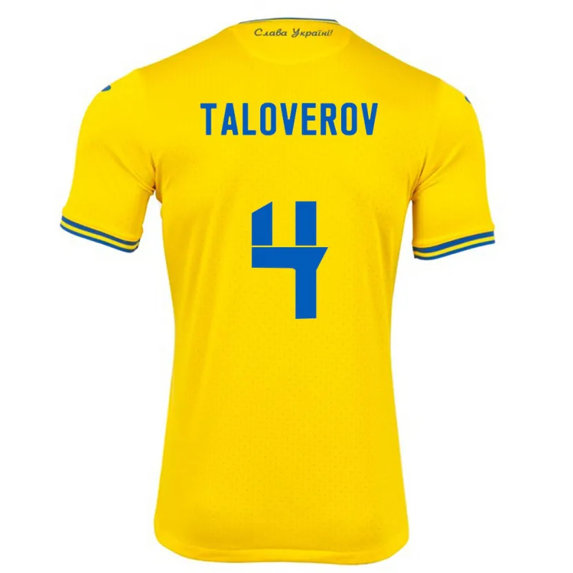 Danxen Pánské Ukrajina Maksym Taloverov #4 Žlutá Domů Hráčské Dresy 24-26 Dres