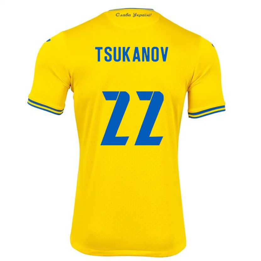 Danxen Pánské Ukrajina Viktor Tsukanov #22 Žlutá Domů Hráčské Dresy 24-26 Dres