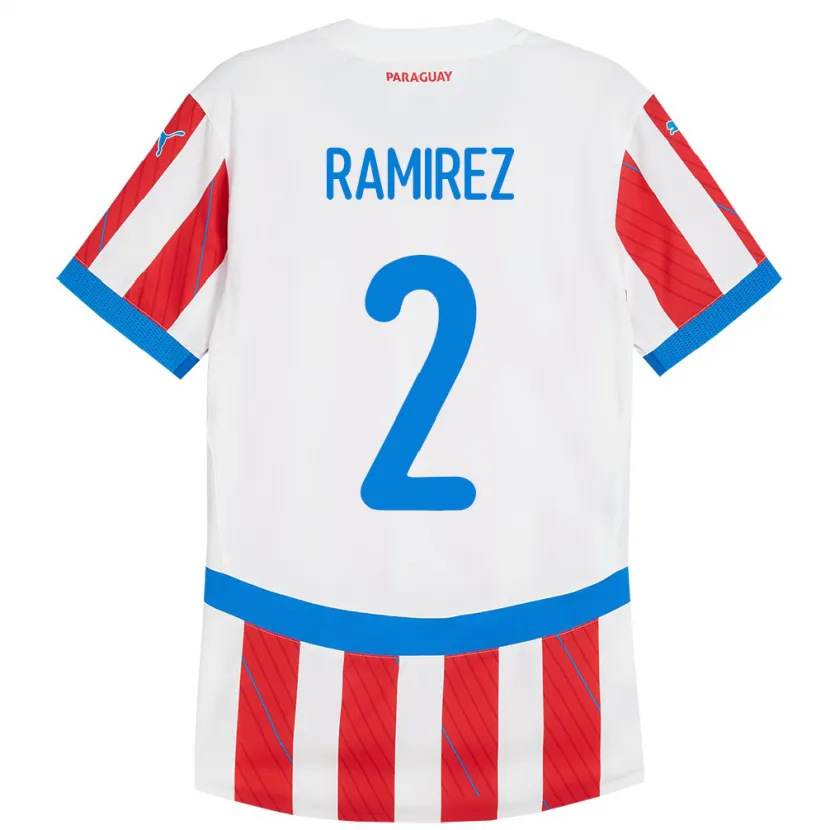 Danxen Pánské Paraguay Iván Ramírez #2 Bílá Červená Domů Hráčské Dresy 24-26 Dres