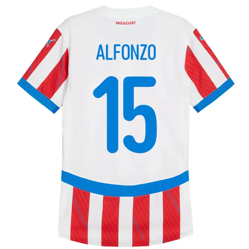 Danxen Pánské Paraguay Axel Alfonzo #15 Bílá Červená Domů Hráčské Dresy 24-26 Dres