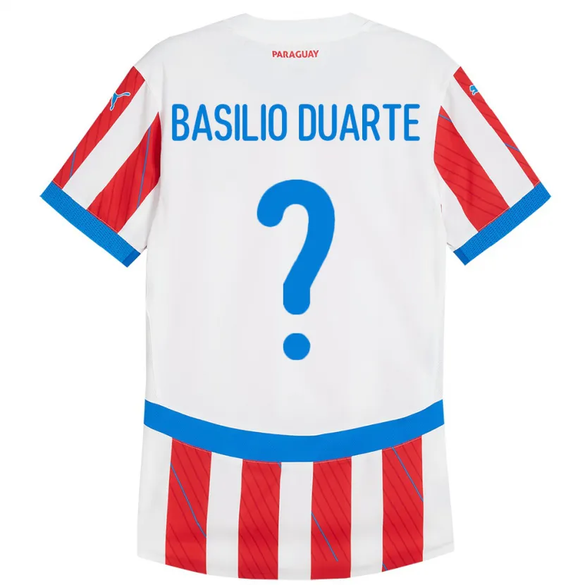 Danxen Pánské Paraguay Basilio Duarte #0 Bílá Červená Domů Hráčské Dresy 24-26 Dres