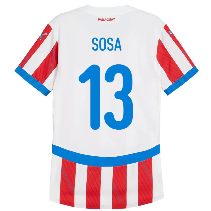 Danxen Pánské Paraguay Alex Sosa #13 Bílá Červená Domů Hráčské Dresy 24-26 Dres