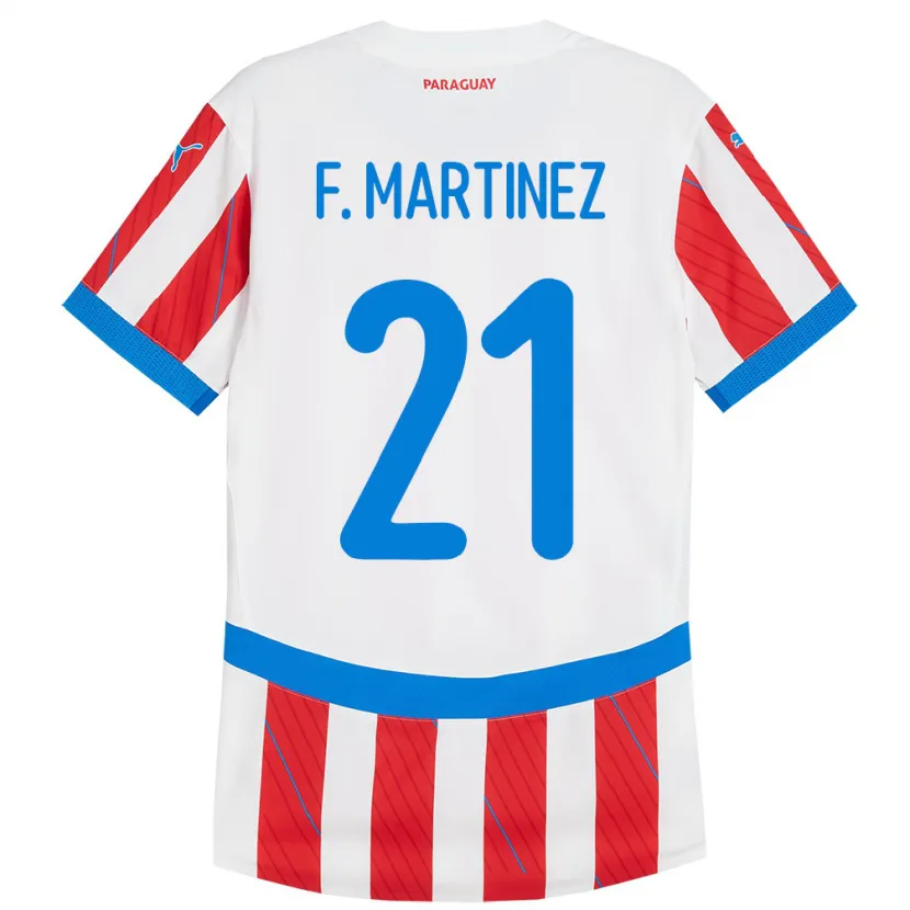 Danxen Pánské Paraguay Fiorela Martínez #21 Bílá Červená Domů Hráčské Dresy 24-26 Dres