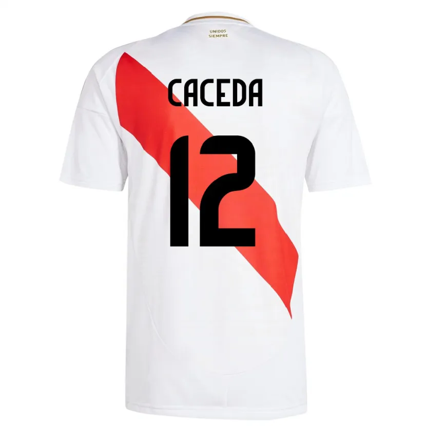 Danxen Pánské Peru Carlos Cáceda #12 Bílý Domů Hráčské Dresy 24-26 Dres