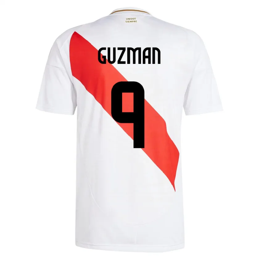 Danxen Pánské Peru Víctor Guzmán #9 Bílý Domů Hráčské Dresy 24-26 Dres