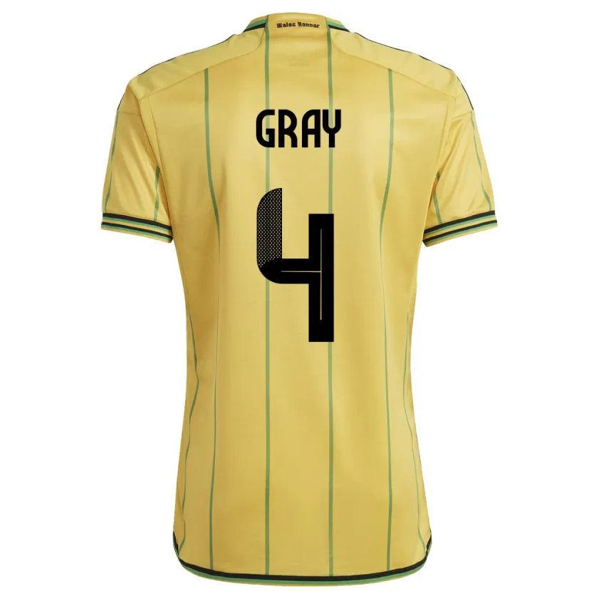 Danxen Pánské Jamajka Tayvon Gray #4 Žlutá Domů Hráčské Dresy 24-26 Dres