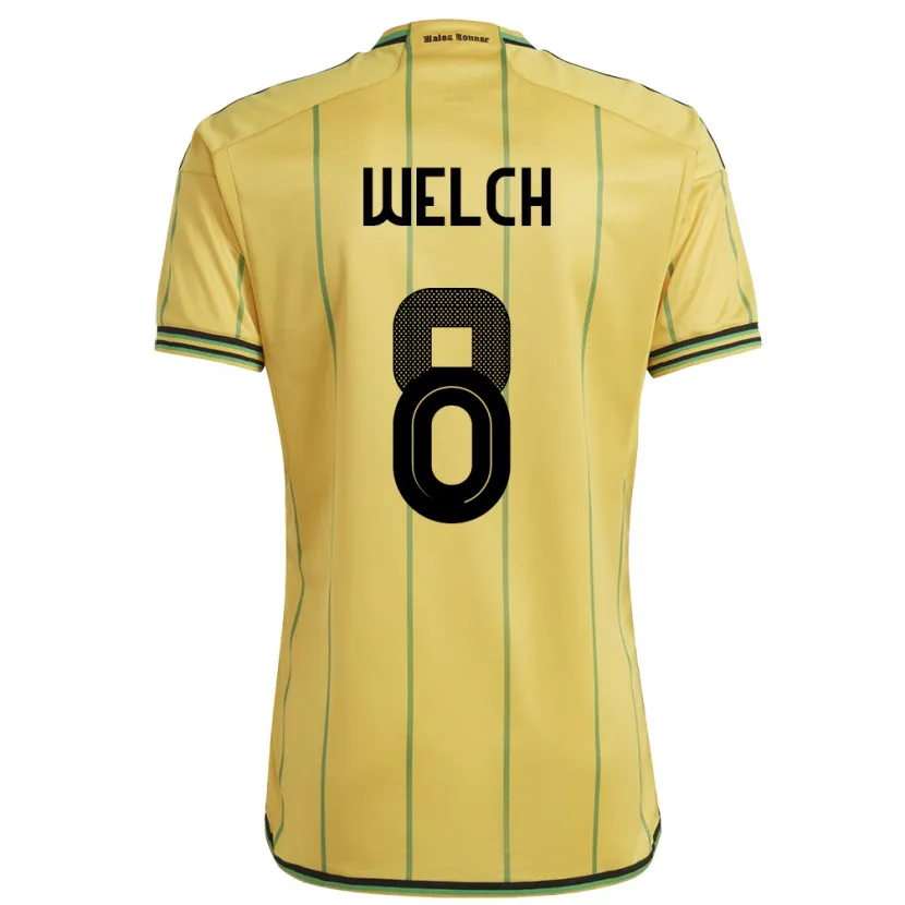 Danxen Pánské Jamajka Makai Welch #8 Žlutá Domů Hráčské Dresy 24-26 Dres
