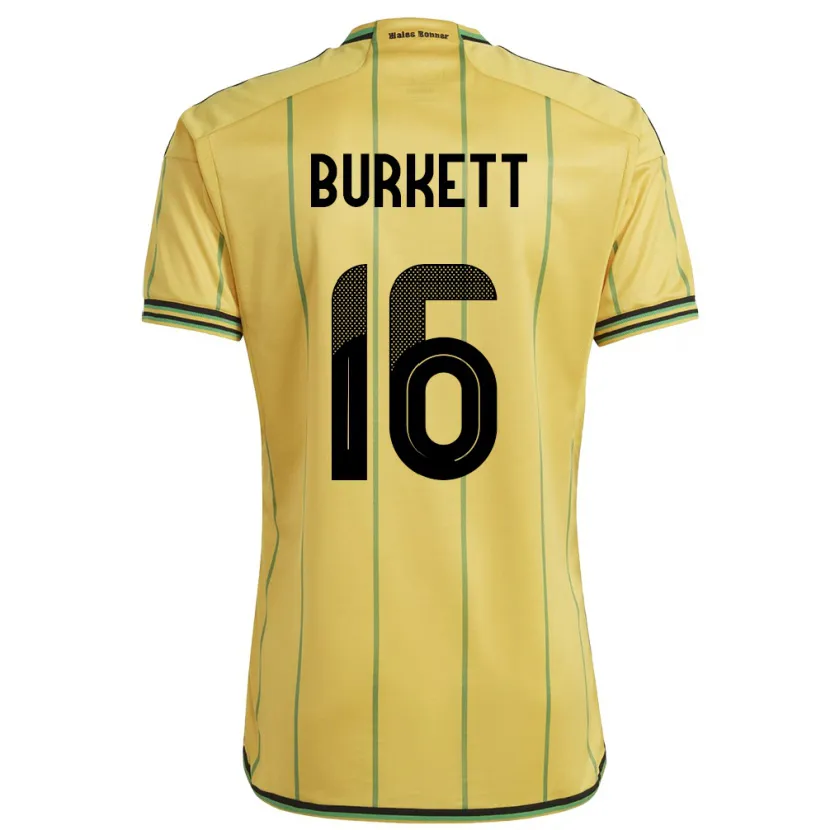 Danxen Pánské Jamajka Brian Burkett #16 Žlutá Domů Hráčské Dresy 24-26 Dres