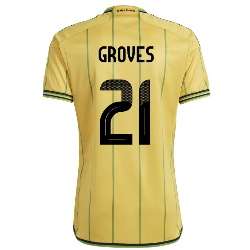 Danxen Pánské Jamajka Isreala Groves #21 Žlutá Domů Hráčské Dresy 24-26 Dres