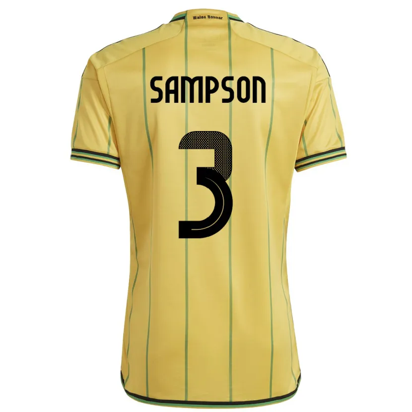 Danxen Pánské Jamajka Vyan Sampson #3 Žlutá Domů Hráčské Dresy 24-26 Dres
