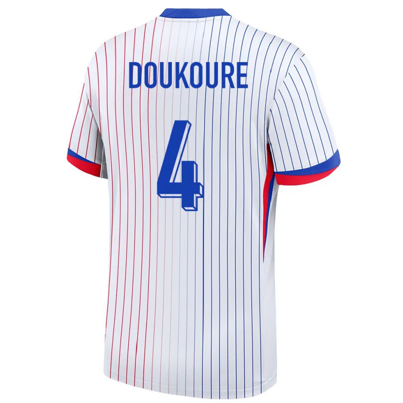 Danxen Pánské Francie Ismael Doukoure #4 Bílý Daleko Hráčské Dresy 24-26 Dres