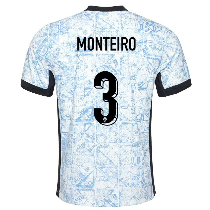 Danxen Pánské Portugalsko Diogo Monteiro #3 Krémově Modrá Daleko Hráčské Dresy 24-26 Dres
