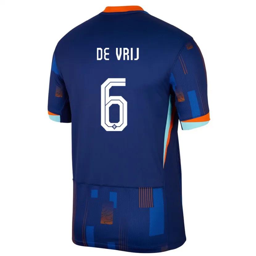 Danxen Pánské Nizozemsko Stefan De Vrij #6 Modrý Daleko Hráčské Dresy 24-26 Dres