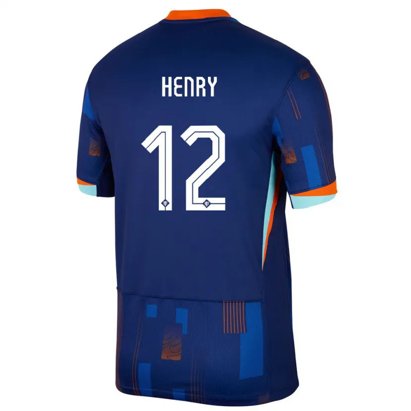 Danxen Pánské Nizozemsko Alvaro Henry #12 Modrý Daleko Hráčské Dresy 24-26 Dres