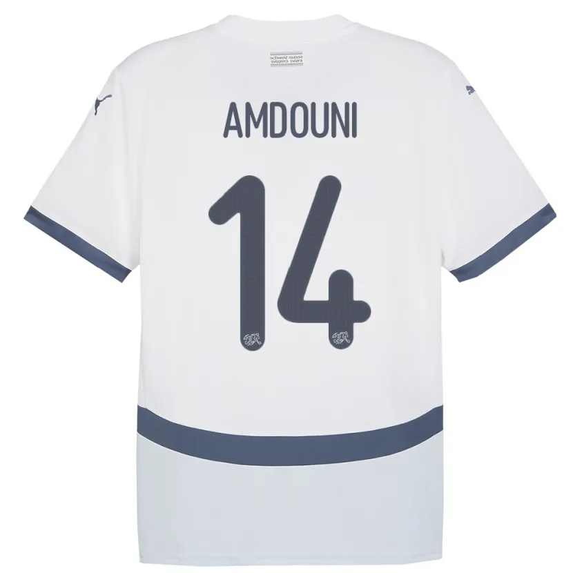 Danxen Pánské Švýcarsko Mohamed Zeki Amdouni #14 Bílý Daleko Hráčské Dresy 24-26 Dres