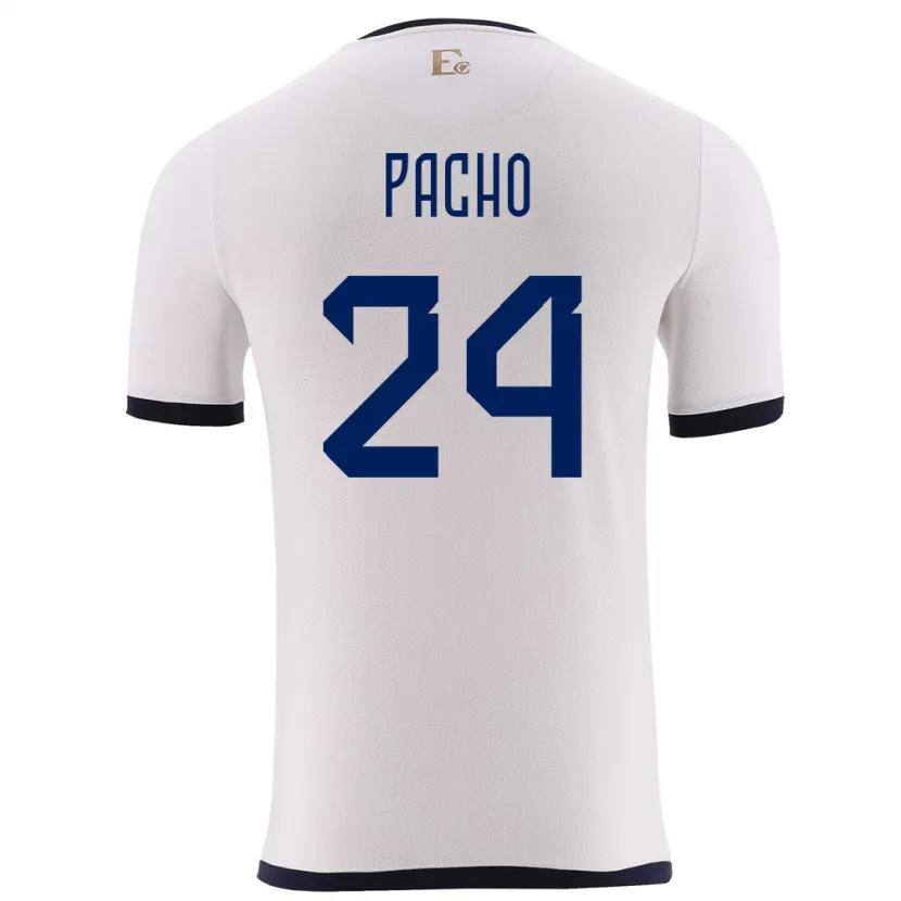 Danxen Pánské Ekvádor William Pacho #24 Bílý Daleko Hráčské Dresy 24-26 Dres