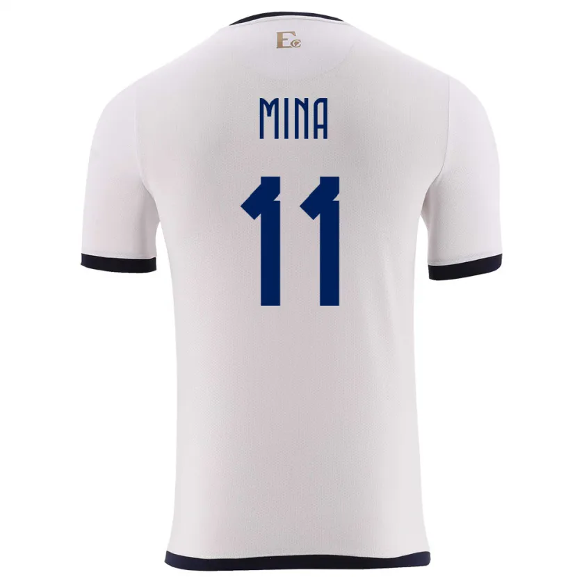 Danxen Pánské Ekvádor Ariel Mina #11 Bílý Daleko Hráčské Dresy 24-26 Dres