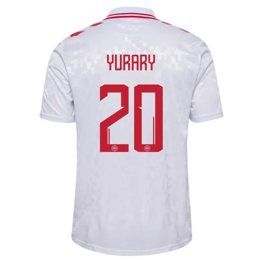 Danxen Pánské Dánsko Yussuf Poulsen #20 Bílý Daleko Hráčské Dresy 24-26 Dres