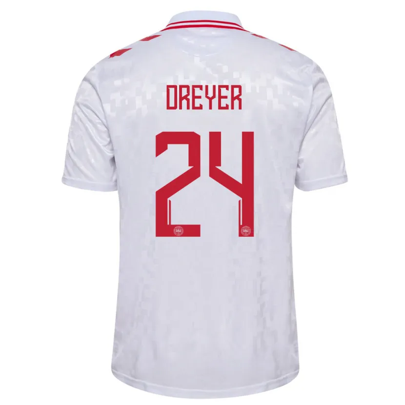 Danxen Pánské Dánsko Anders Dreyer #24 Bílý Daleko Hráčské Dresy 24-26 Dres