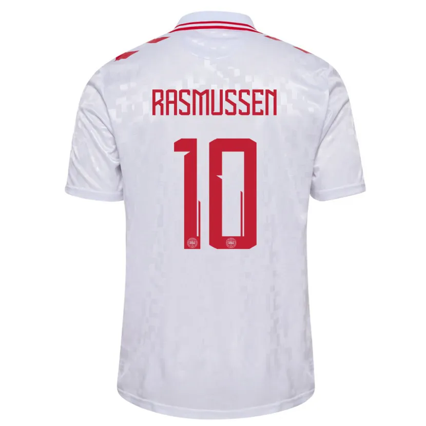 Danxen Pánské Dánsko Christian Rasmussen #10 Bílý Daleko Hráčské Dresy 24-26 Dres