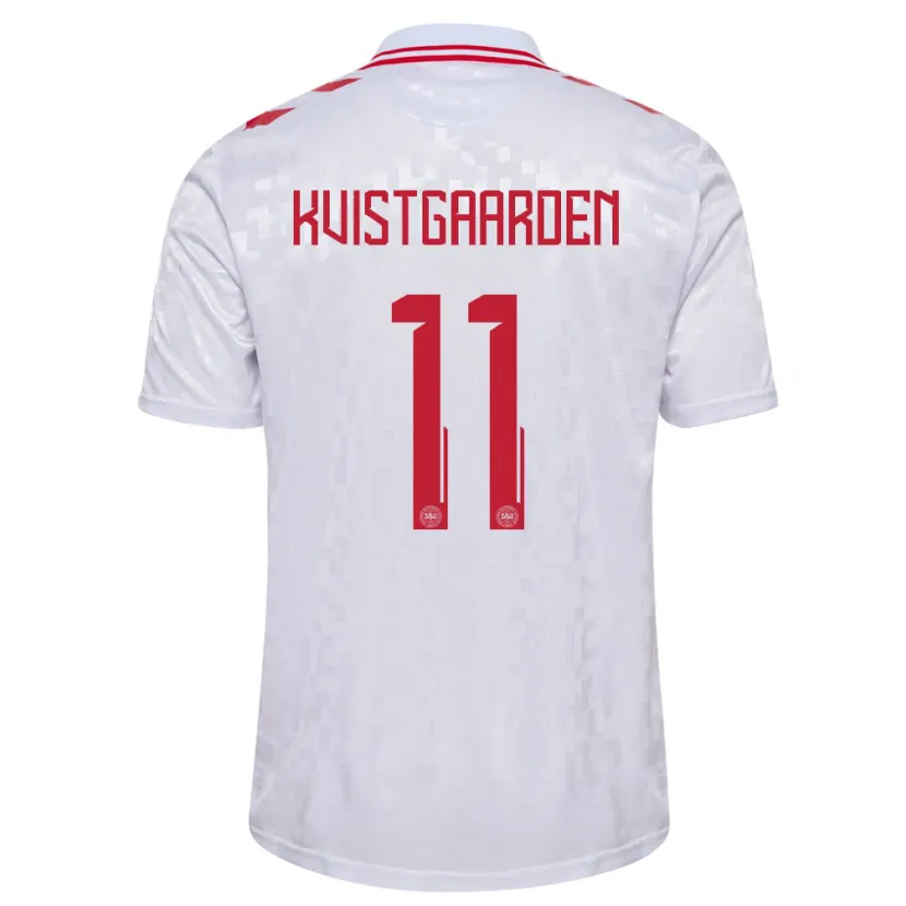 Danxen Pánské Dánsko Mathias Kvistgaarden #11 Bílý Daleko Hráčské Dresy 24-26 Dres