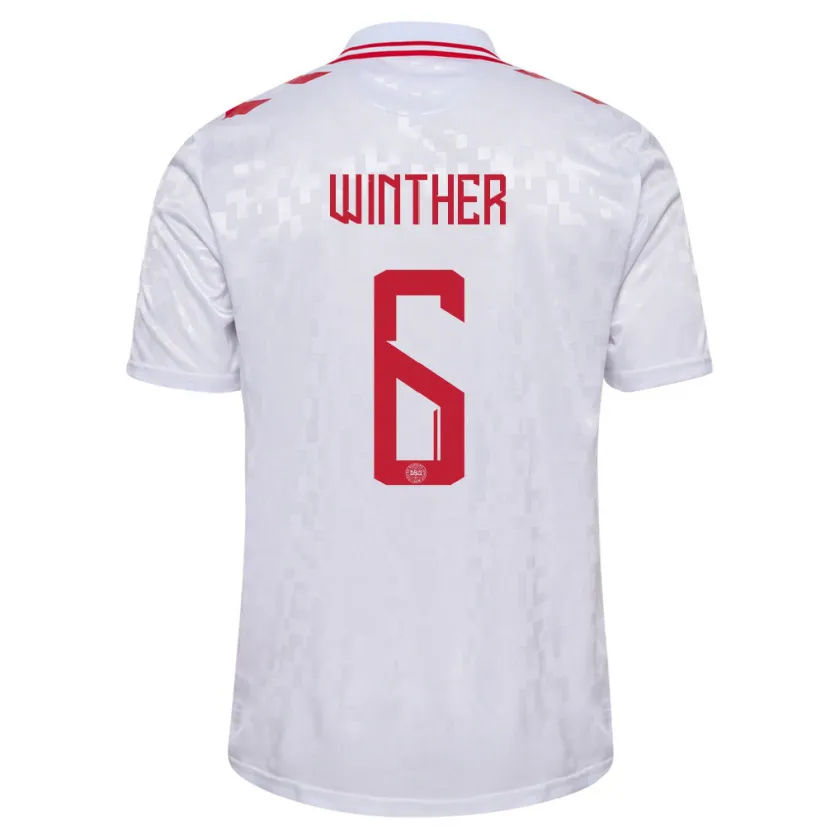Danxen Pánské Dánsko Casper Winther #6 Bílý Daleko Hráčské Dresy 24-26 Dres