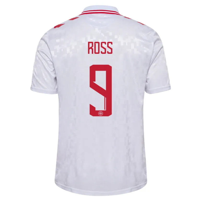 Danxen Pánské Dánsko Oliver Ross #9 Bílý Daleko Hráčské Dresy 24-26 Dres