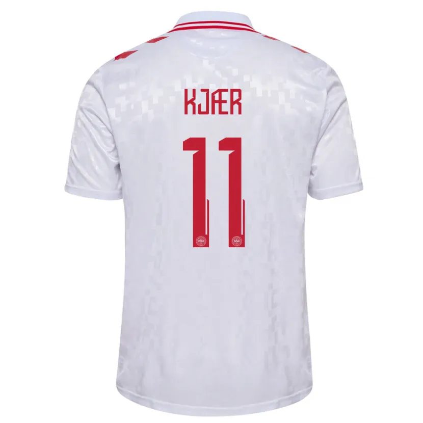 Danxen Pánské Dánsko Jeppe Kjær #11 Bílý Daleko Hráčské Dresy 24-26 Dres