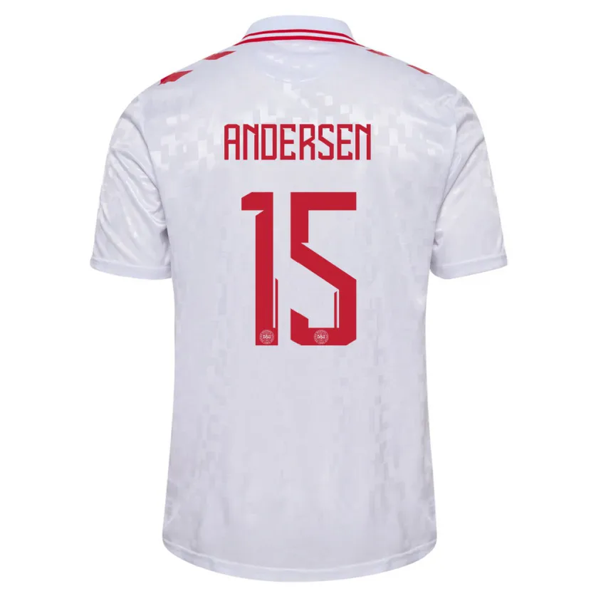 Danxen Pánské Dánsko Jacob Andersen #15 Bílý Daleko Hráčské Dresy 24-26 Dres