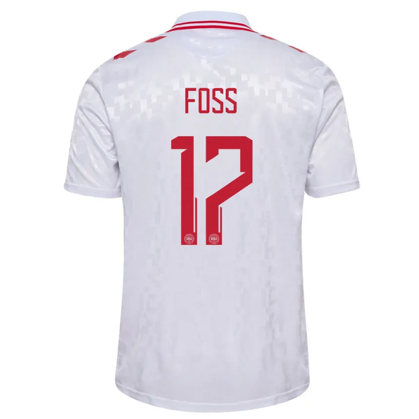 Danxen Pánské Dánsko Jonathan Foss #17 Bílý Daleko Hráčské Dresy 24-26 Dres