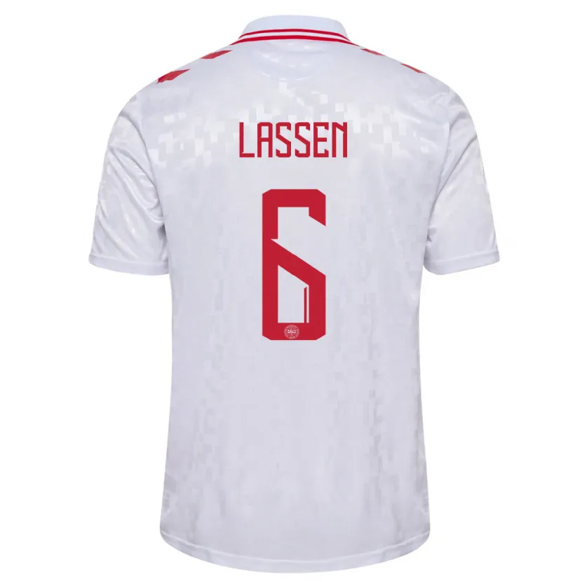 Danxen Pánské Dánsko Noah Lassen #6 Bílý Daleko Hráčské Dresy 24-26 Dres