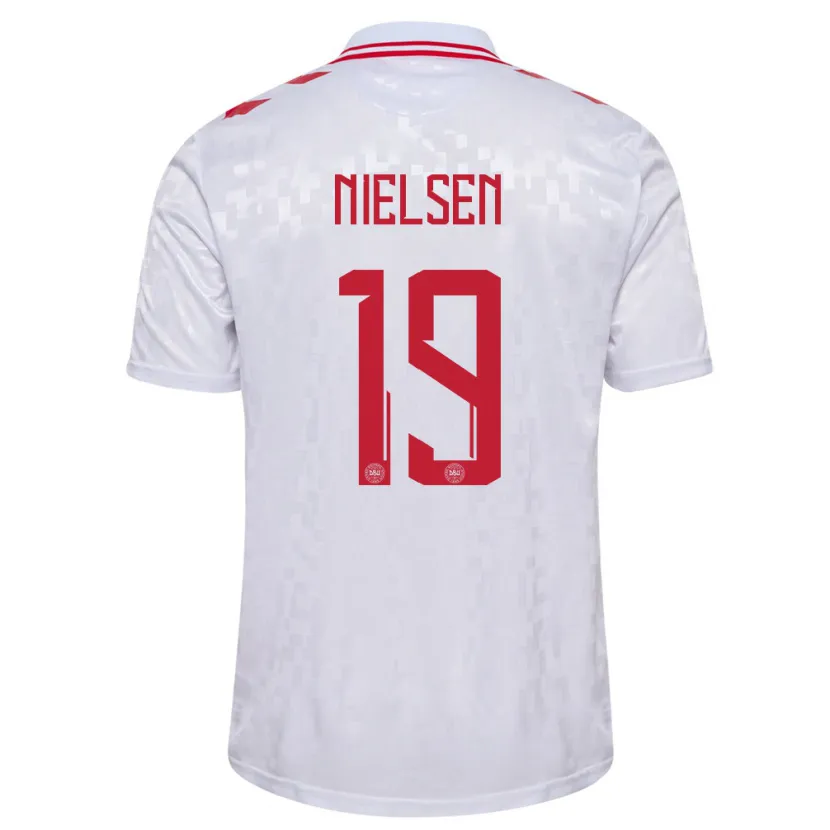 Danxen Pánské Dánsko Casper Nielsen #19 Bílý Daleko Hráčské Dresy 24-26 Dres