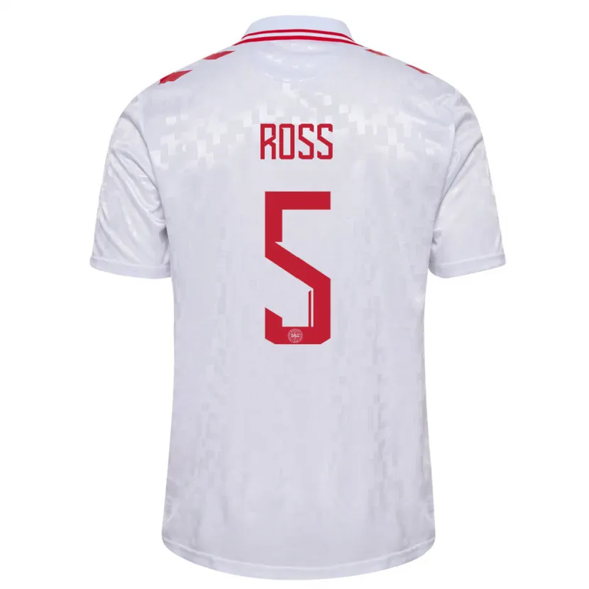 Danxen Pánské Dánsko Mathias Ross #5 Bílý Daleko Hráčské Dresy 24-26 Dres