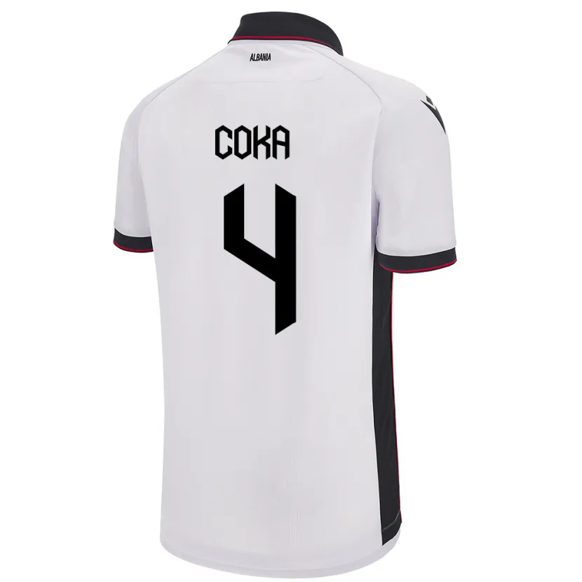 Danxen Pánské Albánie Jehona Coka #4 Bílý Daleko Hráčské Dresy 24-26 Dres