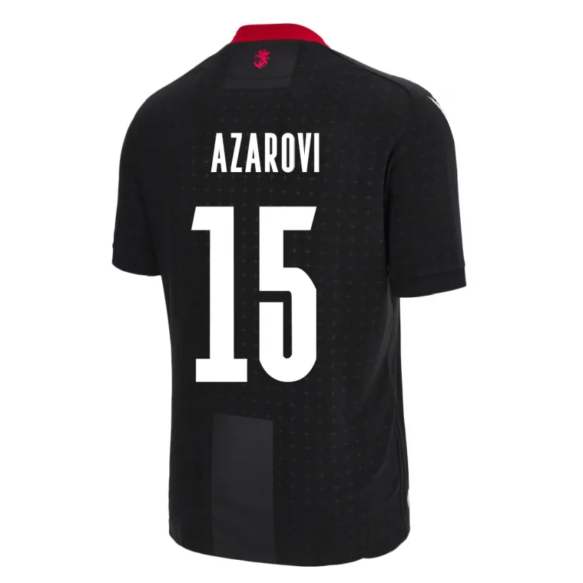 Danxen Pánské Georgia Irakli Azarovi #15 Černá Daleko Hráčské Dresy 24-26 Dres