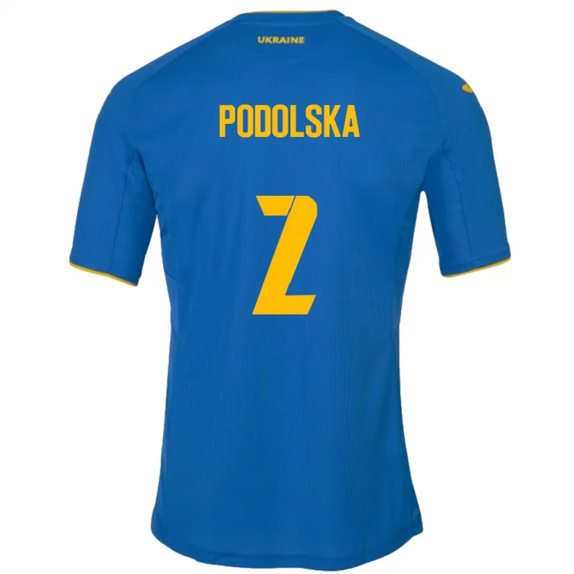 Danxen Pánské Ukrajina Iryna Podolska #2 Modrý Daleko Hráčské Dresy 24-26 Dres