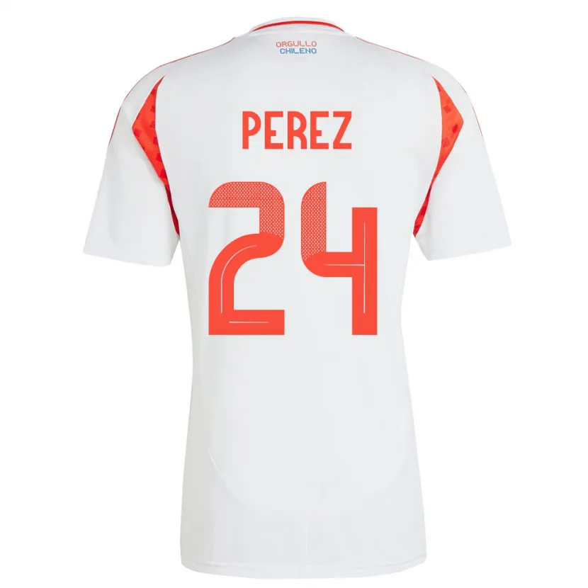 Danxen Pánské Chile César Pérez #24 Bílý Daleko Hráčské Dresy 24-26 Dres