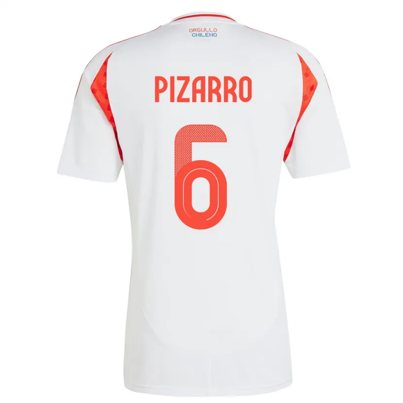 Danxen Pánské Chile Vicente Pizarro #6 Bílý Daleko Hráčské Dresy 24-26 Dres